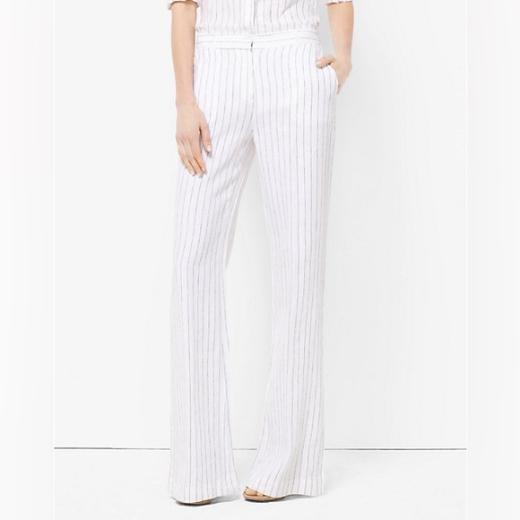 Michael Kors Pants - Michael Kors Stripped Linen Flare Trousers